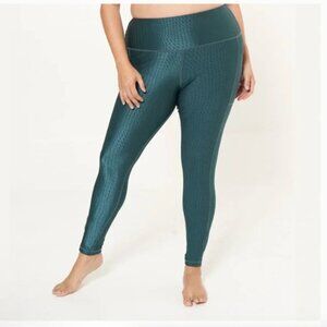 Lola Getts teal patterned metallic athletic leggings